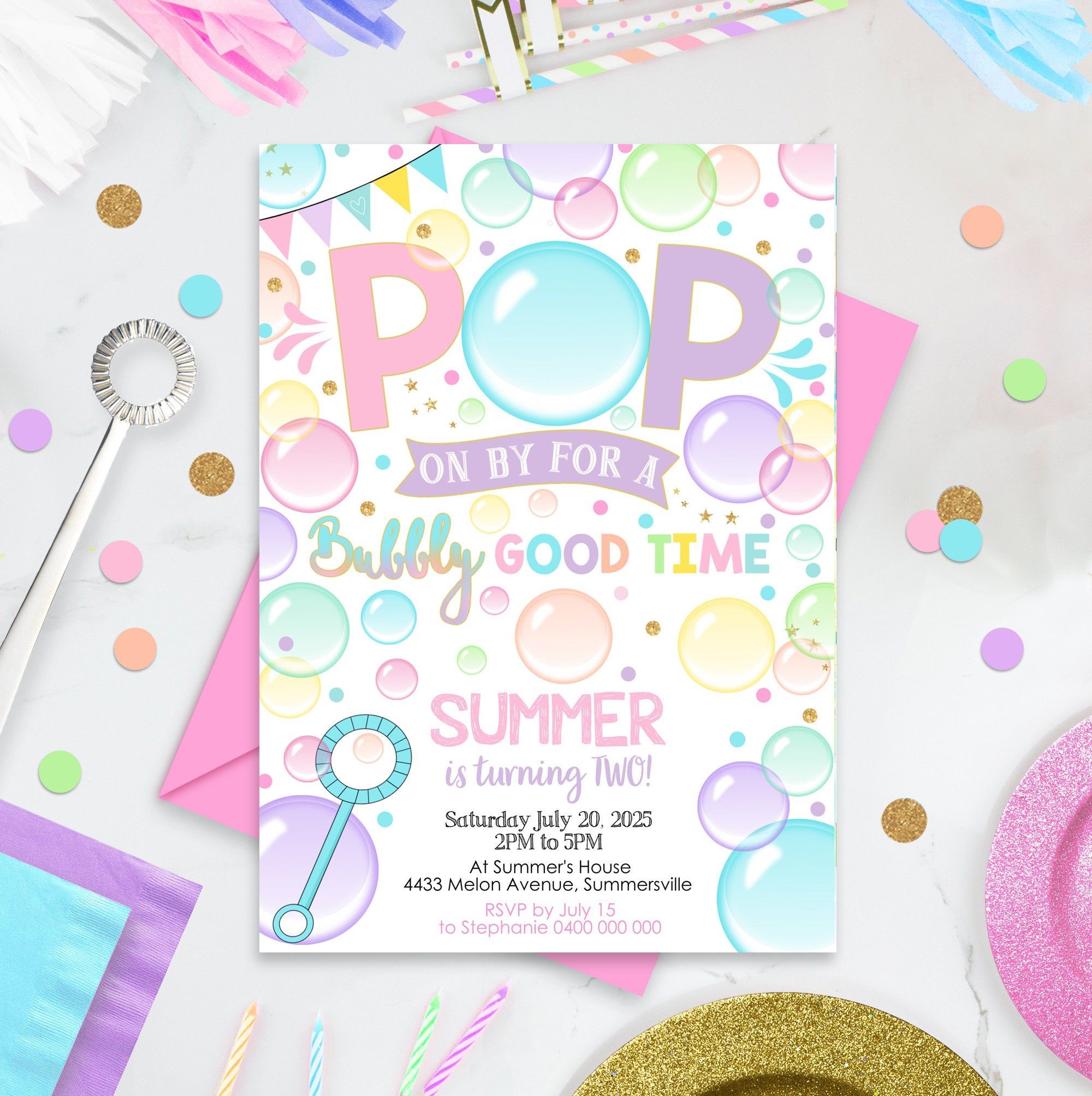 Bubble Party Birthday Invitation Girl Bubble Birthday Party Etsy Artofit