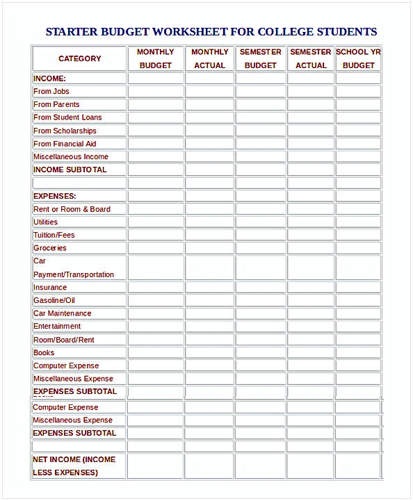 budgeting pdf worksheet