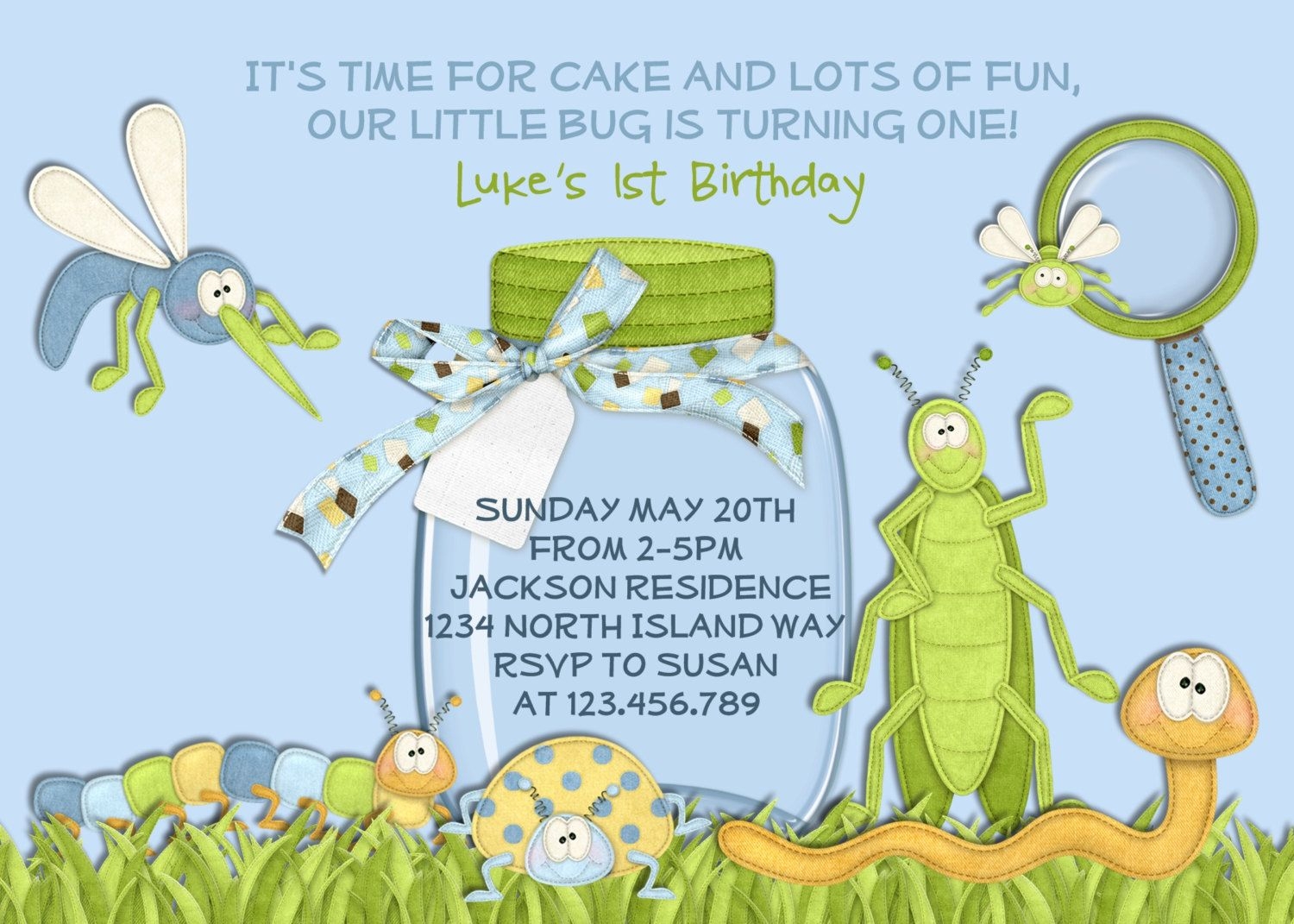 bug party invitation template