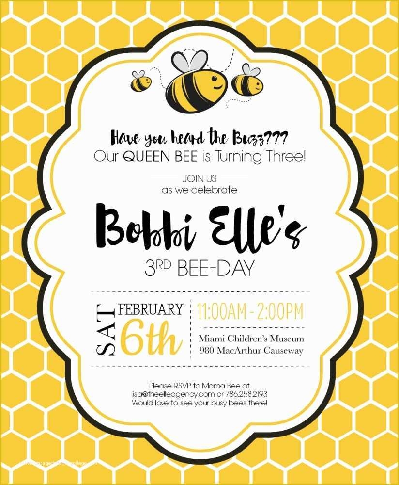 Bumble Bee Invitation Template Free Of Bumble Bee Birthday Party Invite 
