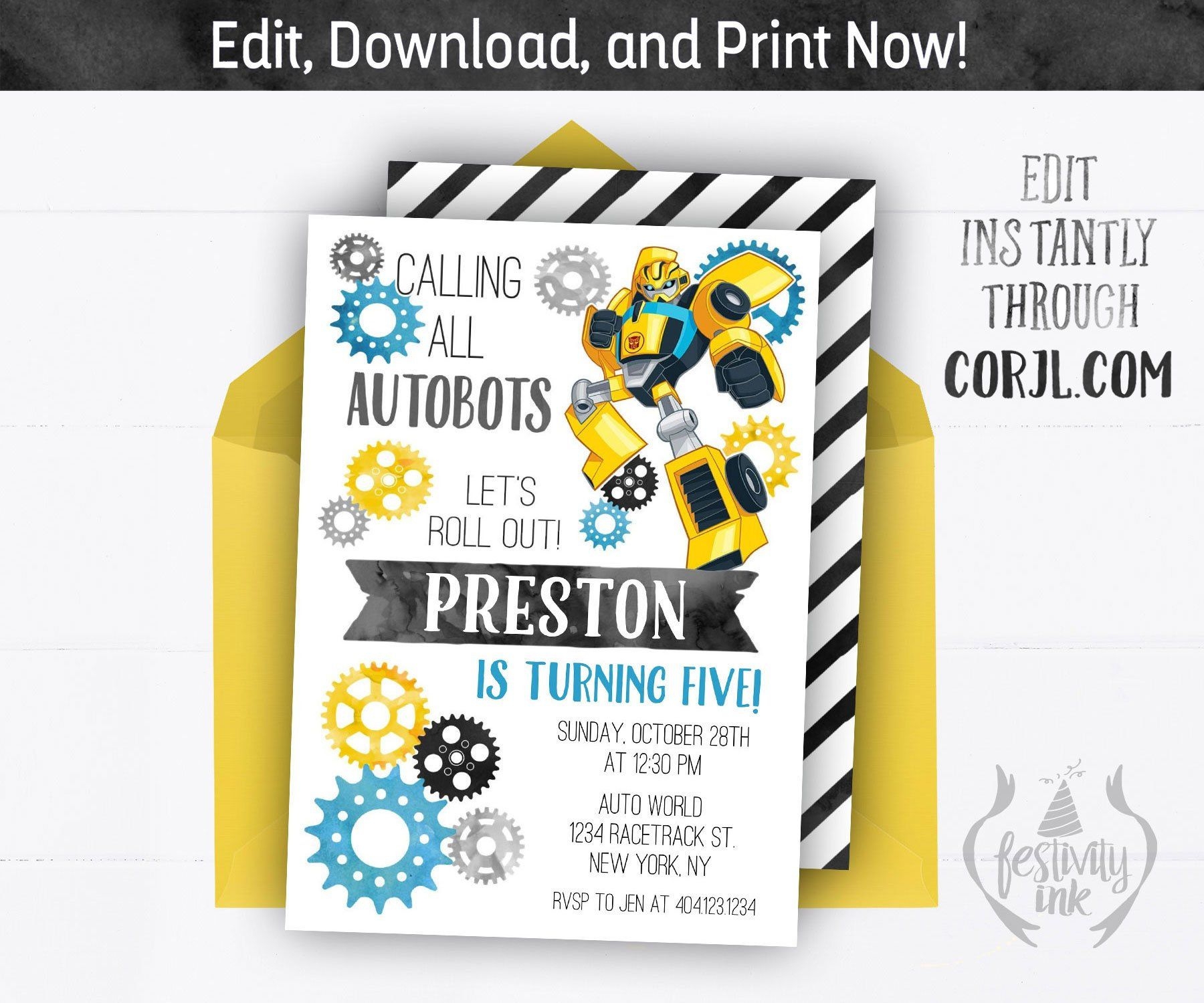 bumblebee invitation template free