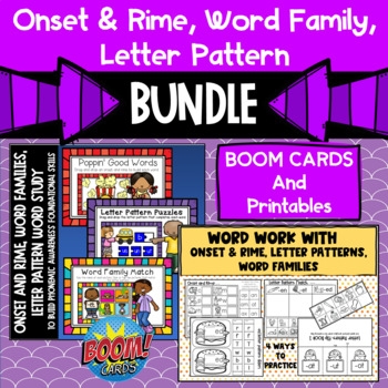 BUNDLE Onset Rime Letter Patterns Word Families BOOM CARDS And 