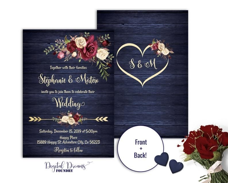 Burgundy Wedding Invitation Templates Free