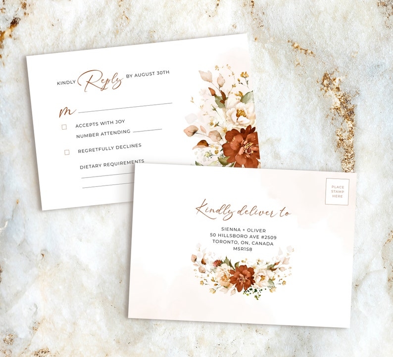 burnt orange wedding invitation template