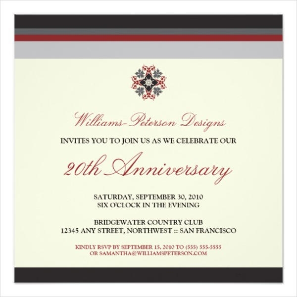 Business Anniversary Invitation Templates Free