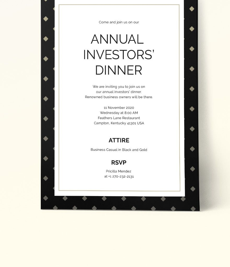 Business Dinner Invitation Template In Publisher PSD Pages 