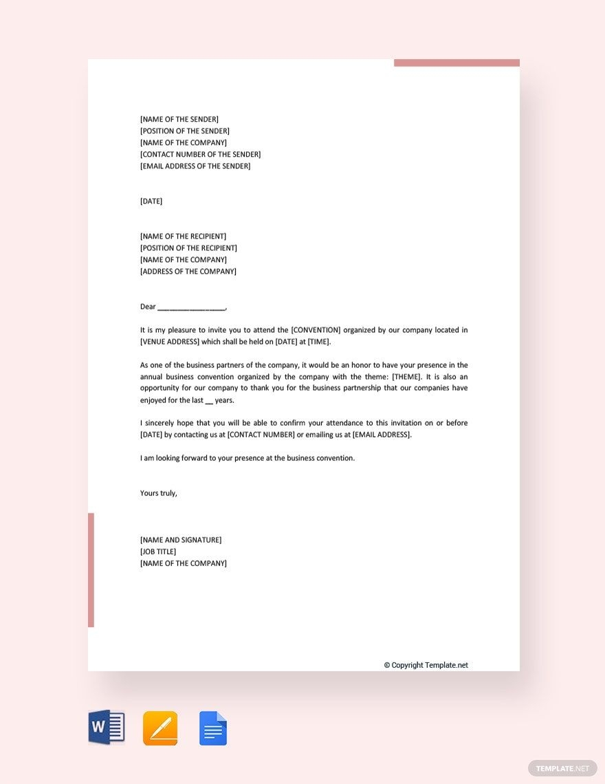 Business Invitation Letter In Google Docs Word Pages PDF Download