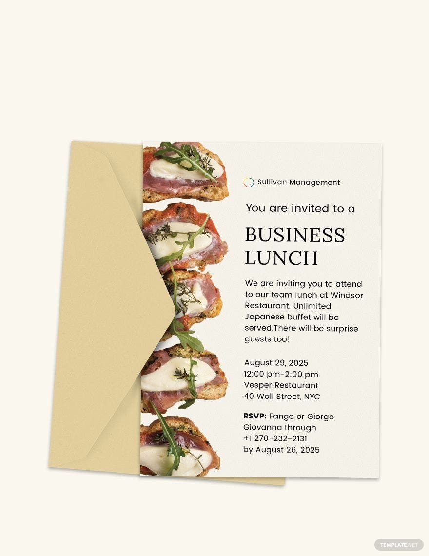 Business Lunch Invitation Template In Illustrator Publisher PSD Word
