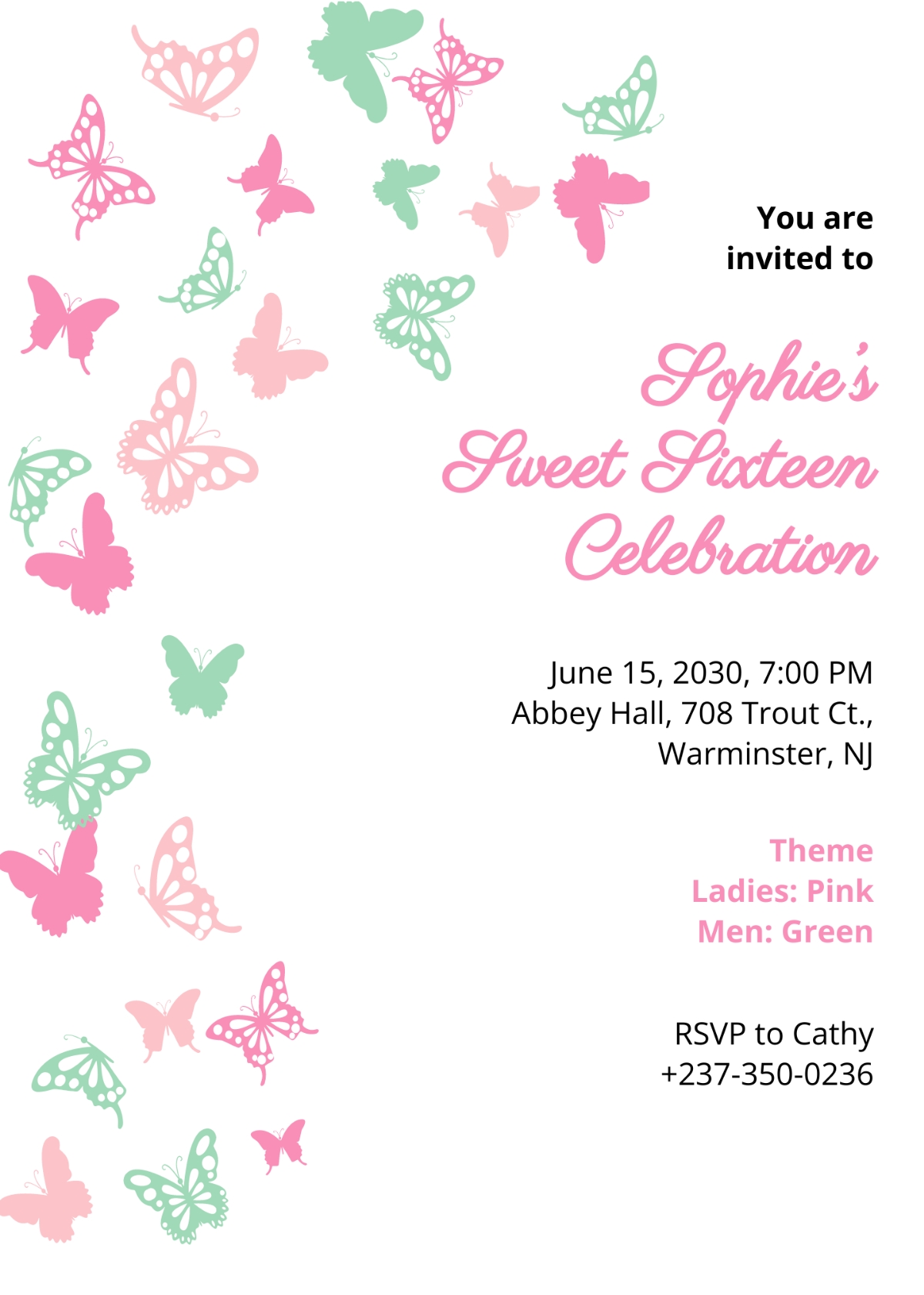 Butterfly Birthday Invitation Template Edit Online Download Example 