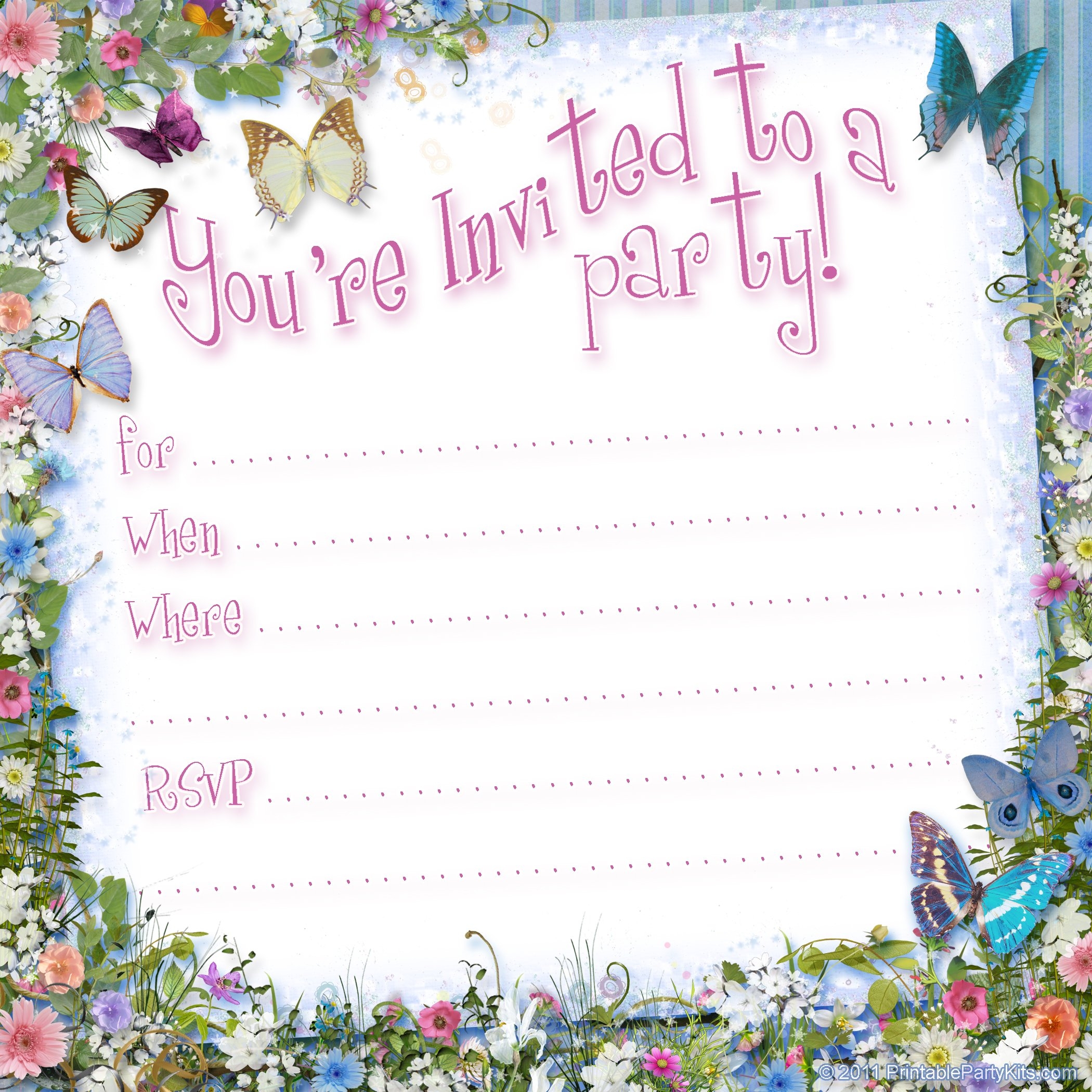 Butterfly Birthday Invitations Template Bagvania FREE Printable 