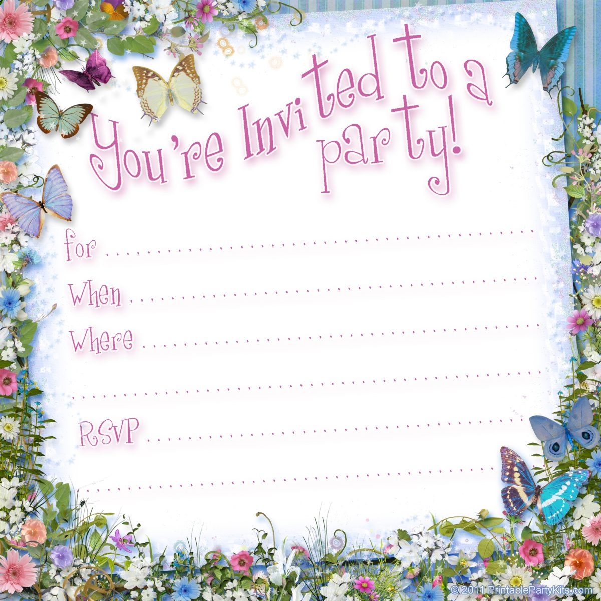 Butterfly Birthday Invitations Template Bagvania FREE Printable