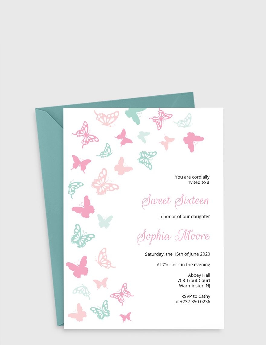 Butterfly Invitation Template In Word Photoshop Pages Publisher