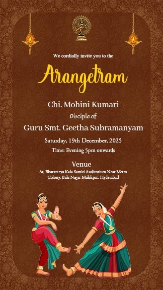 Buy Arangetram Bharatanatyam Invitation Templates