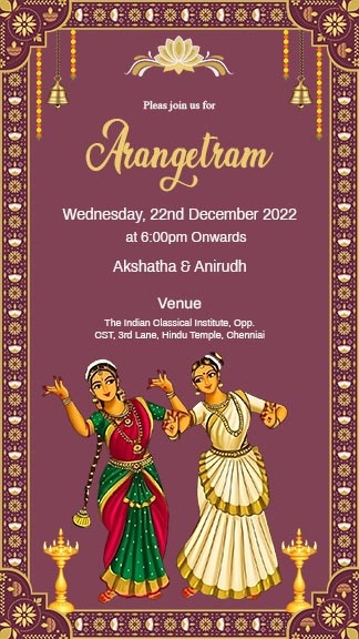 Buy Arangetram Bharatanatyam Invitation Templates