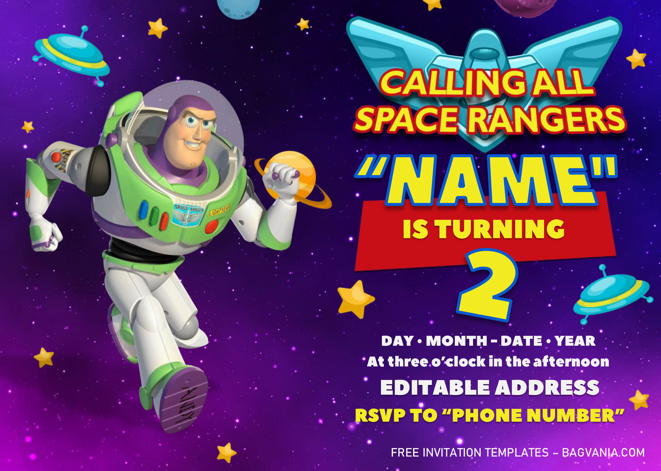 Buzz Lightyear Invitation Template Free