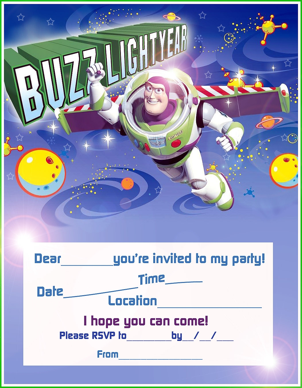Buzz Lightyear Invitation Template