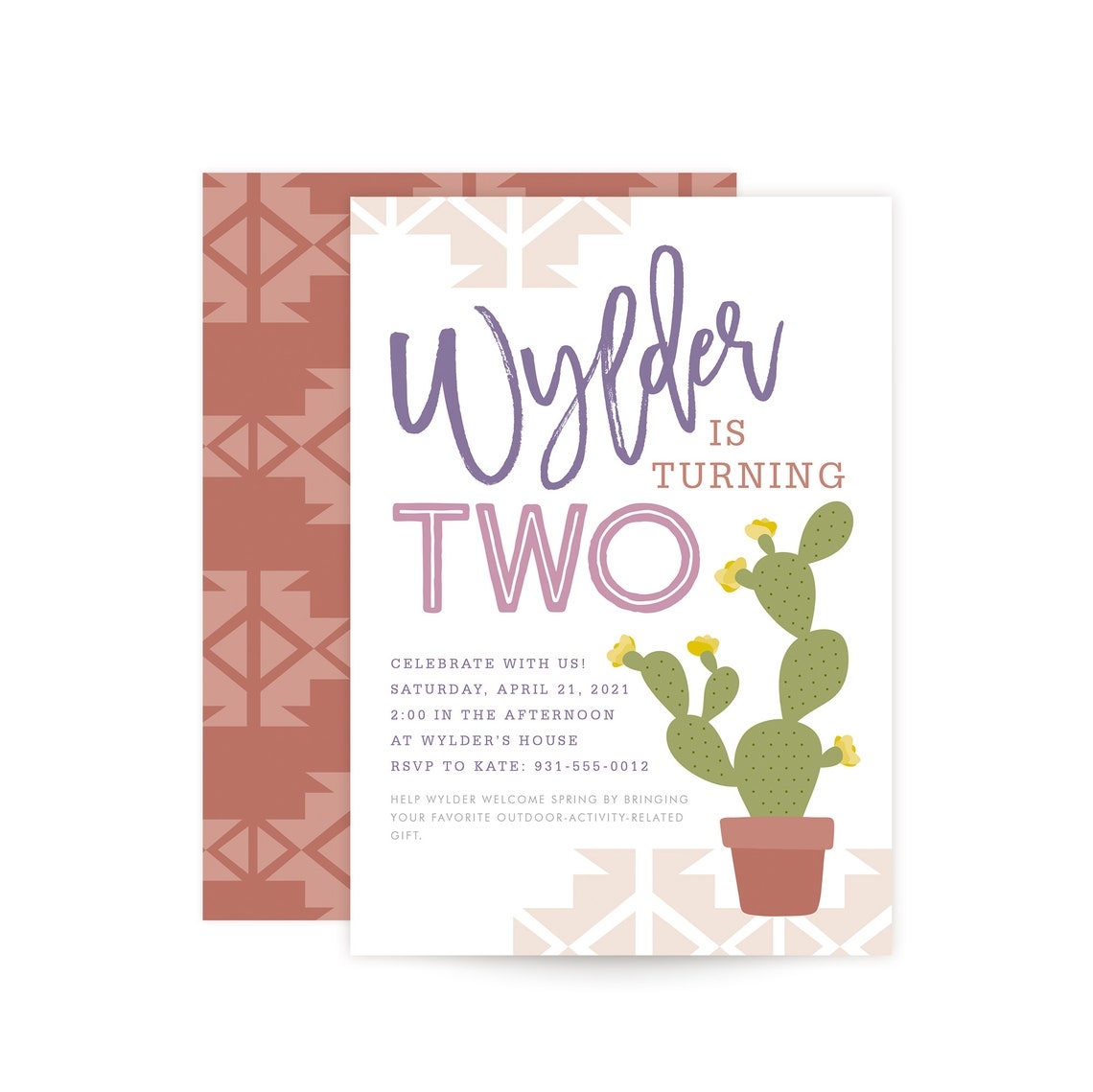 Cactus Birthday Invitation Southwest Etsy