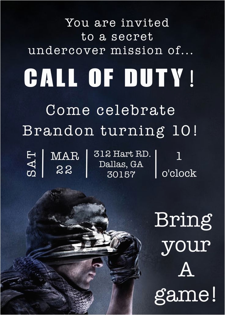 Call Of Duty Birthday Invitation Cards The Invitation Was Created For A