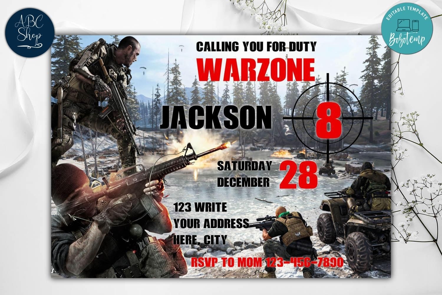 call of duty birthday invitation templates