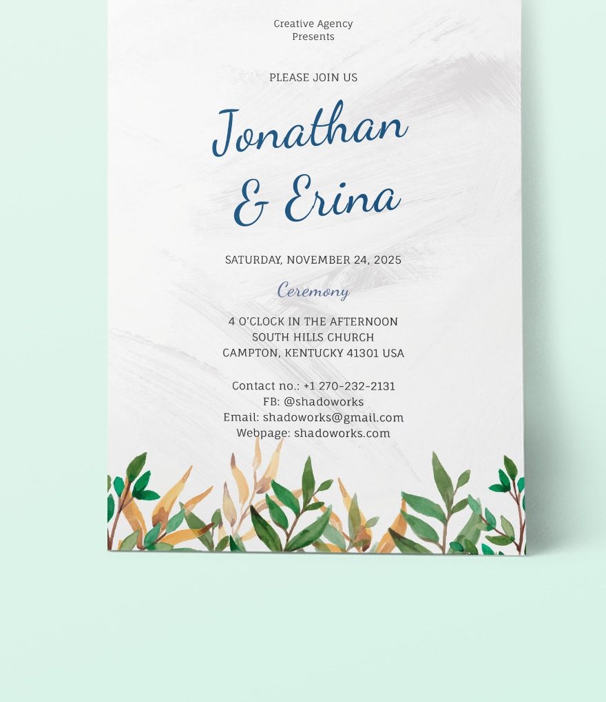 Calligraphy Wedding Invitation Template In Word Pages Publisher PSD 