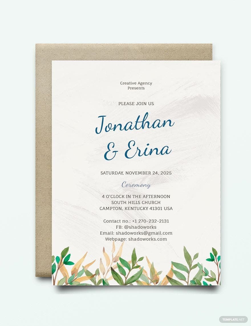 Calligraphy Wedding Invitation Template In Word Pages Publisher PSD