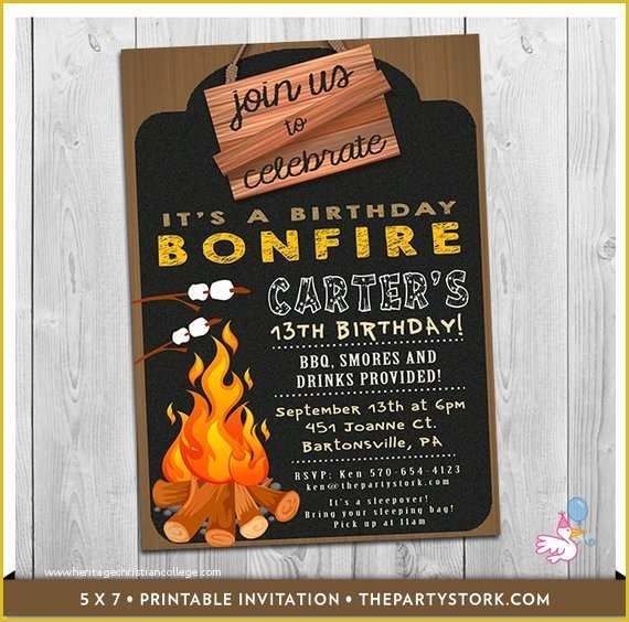 Campfire Invitation Template Free Of Bonfire Invitation Bonfire Party 