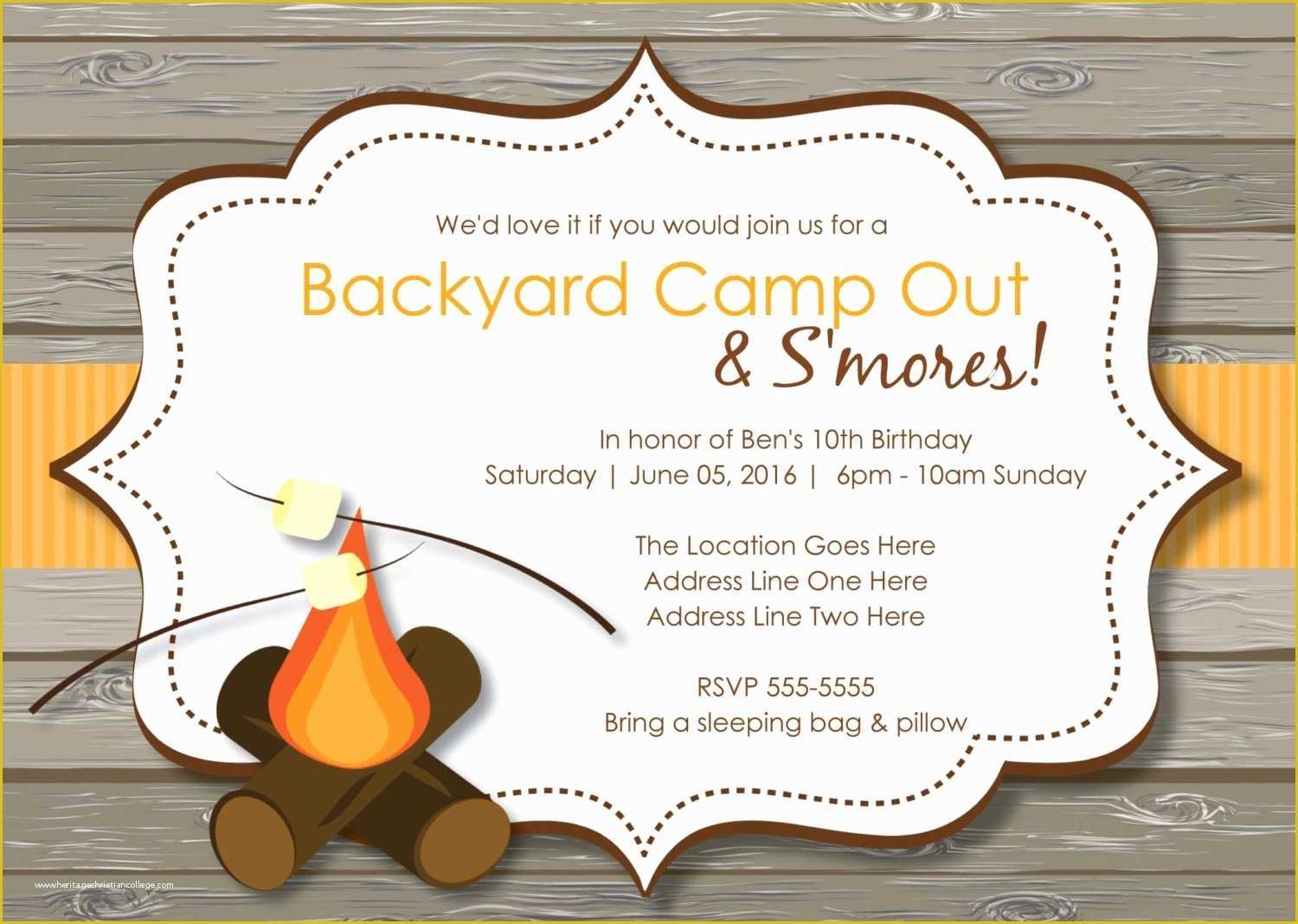 Campfire Invitation Template Free Of Girls Bonfire Birthday Party 