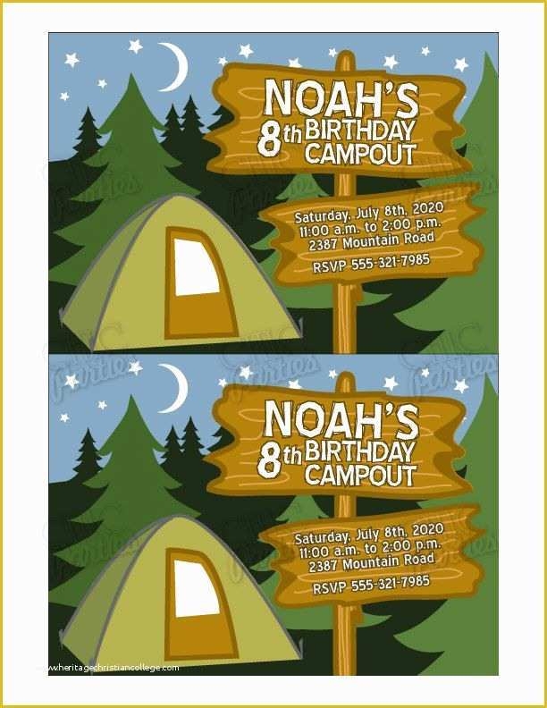 Camping Invitations Templates Free Of Girl S Camping Birthday 