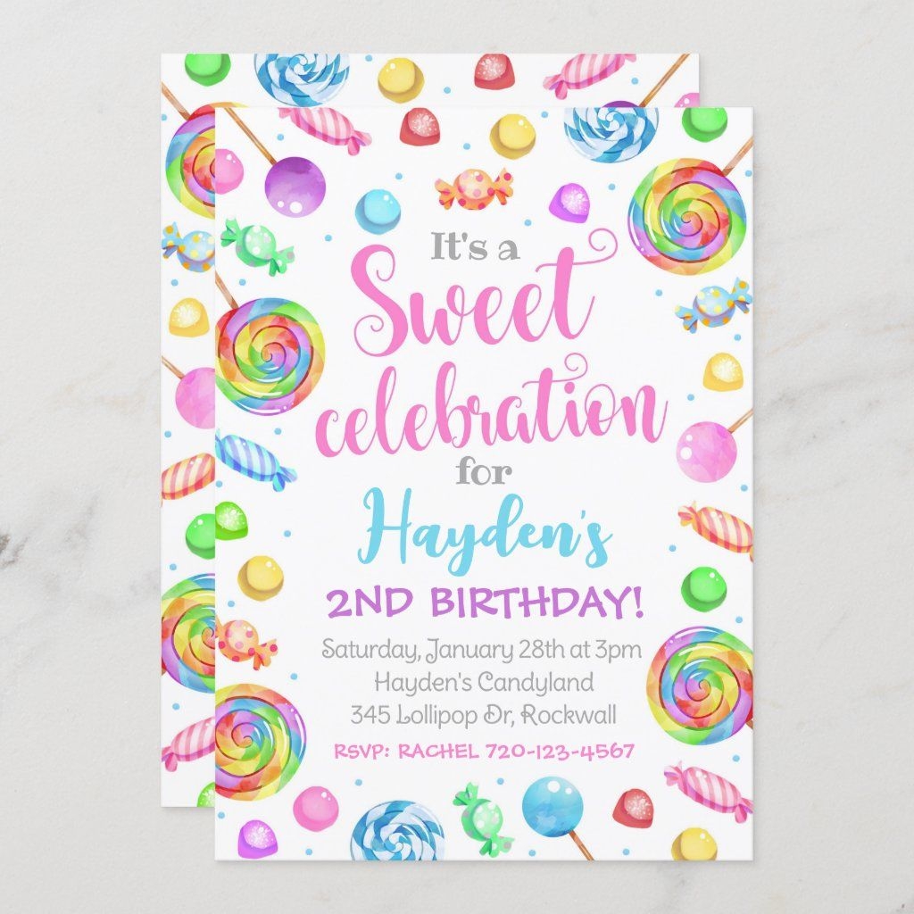 candy birthday invitation template