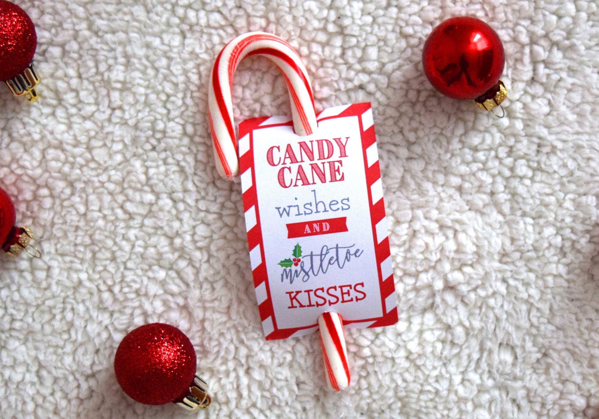 Candy Cane Themed Tag Candy Cane Wishes And Mistletoe Kisses