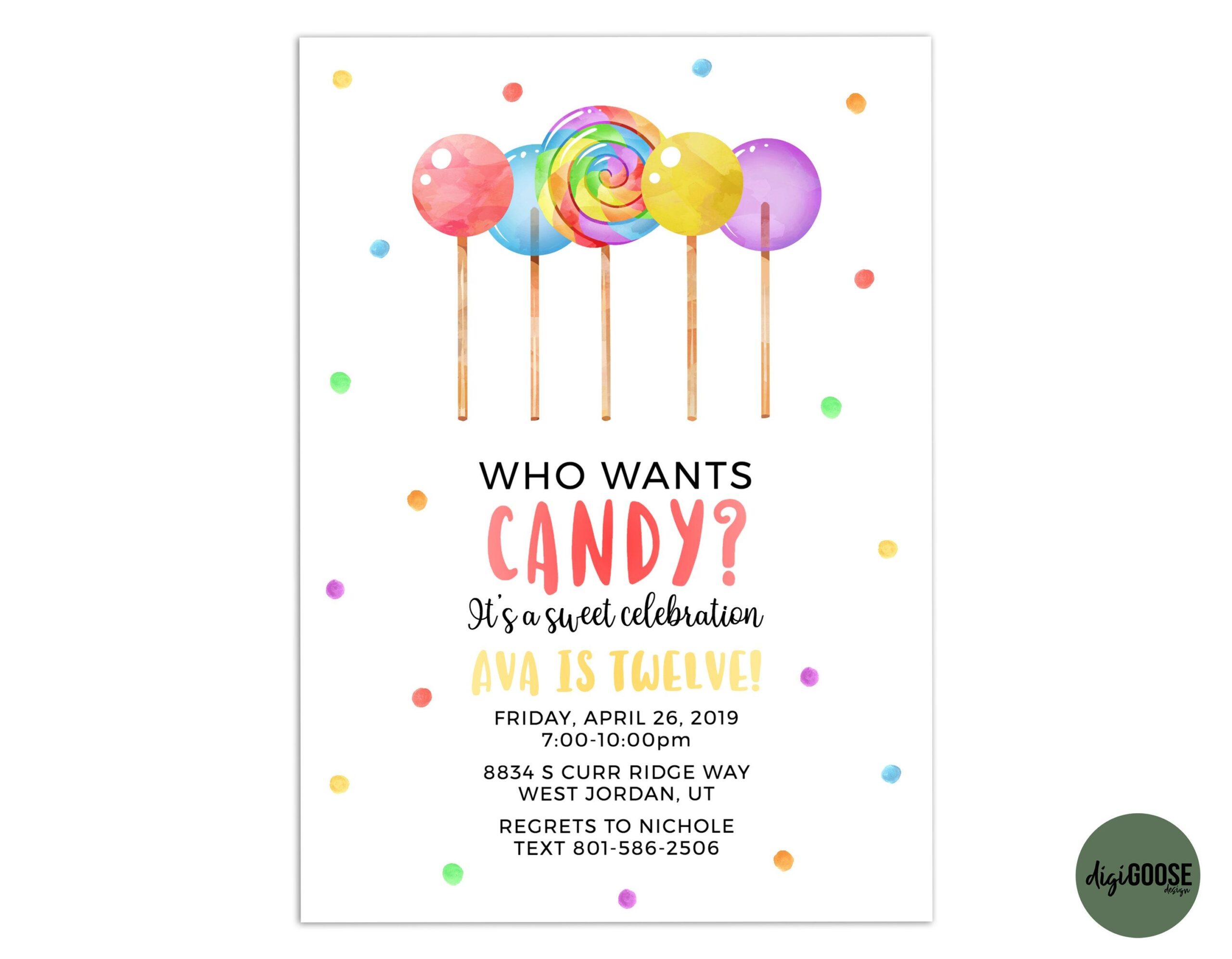 Candy Invitation Template Free Printable Word Searches