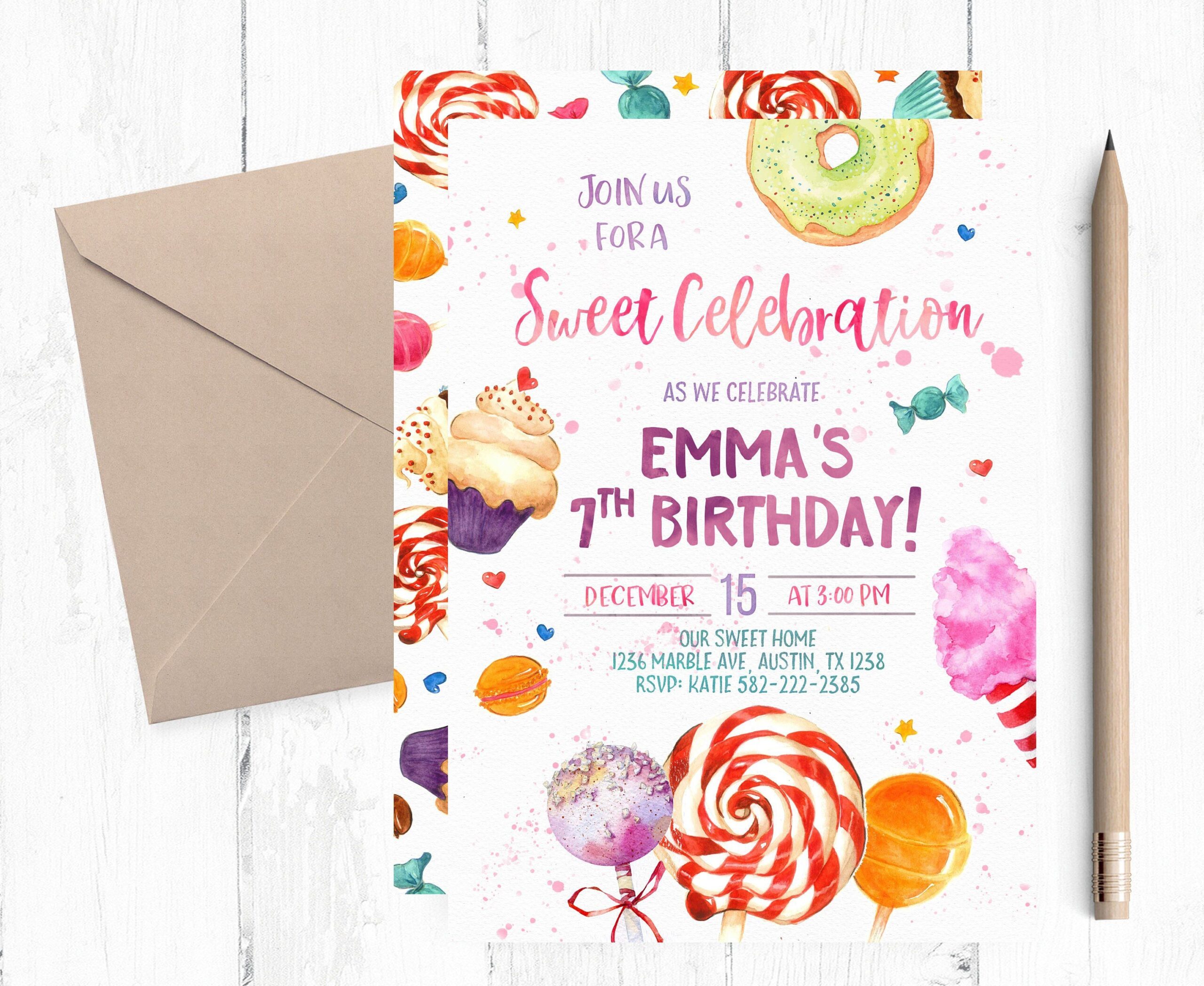 candy invitation template free