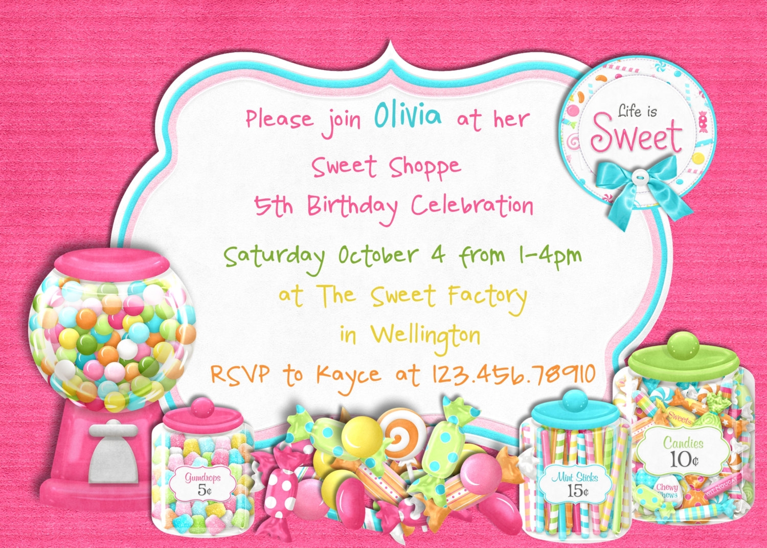 Candy Invitation Template Free
