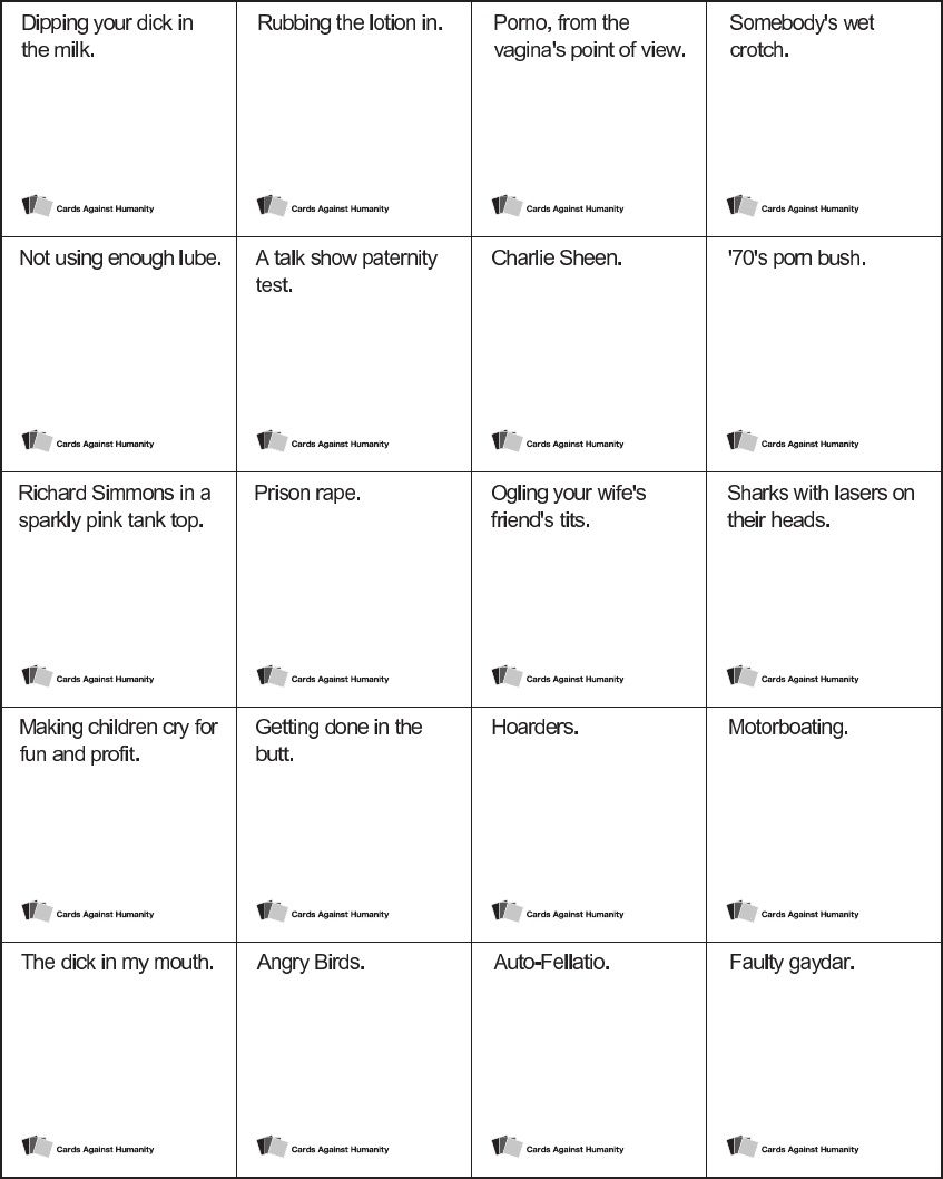 Cards Against Humanity Cards Printable Mike B Melendy