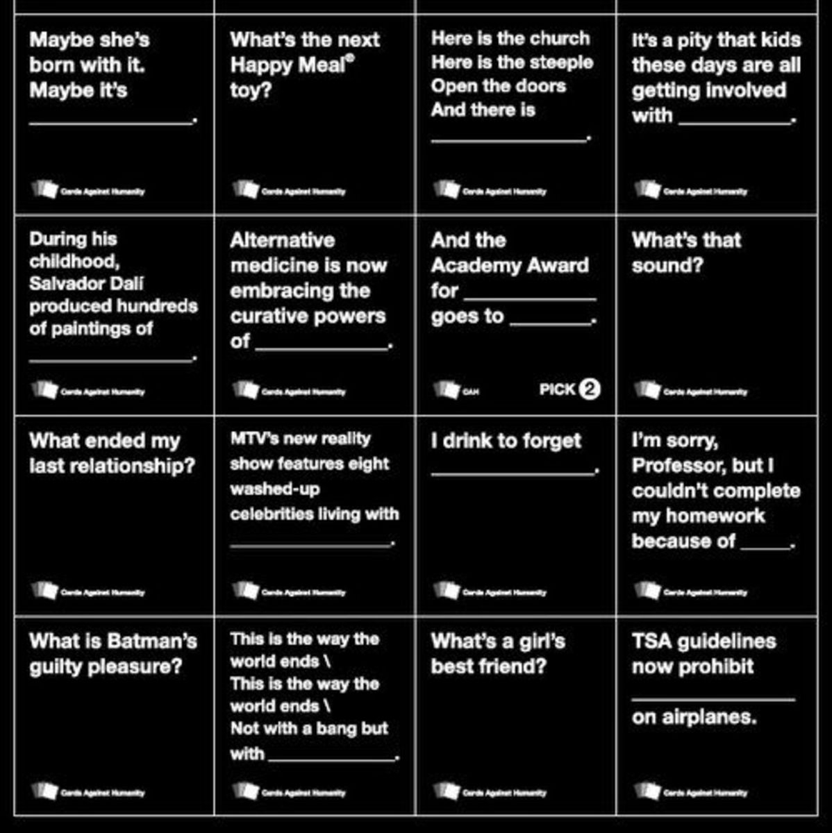 Cards Against Humanity Printable Cards