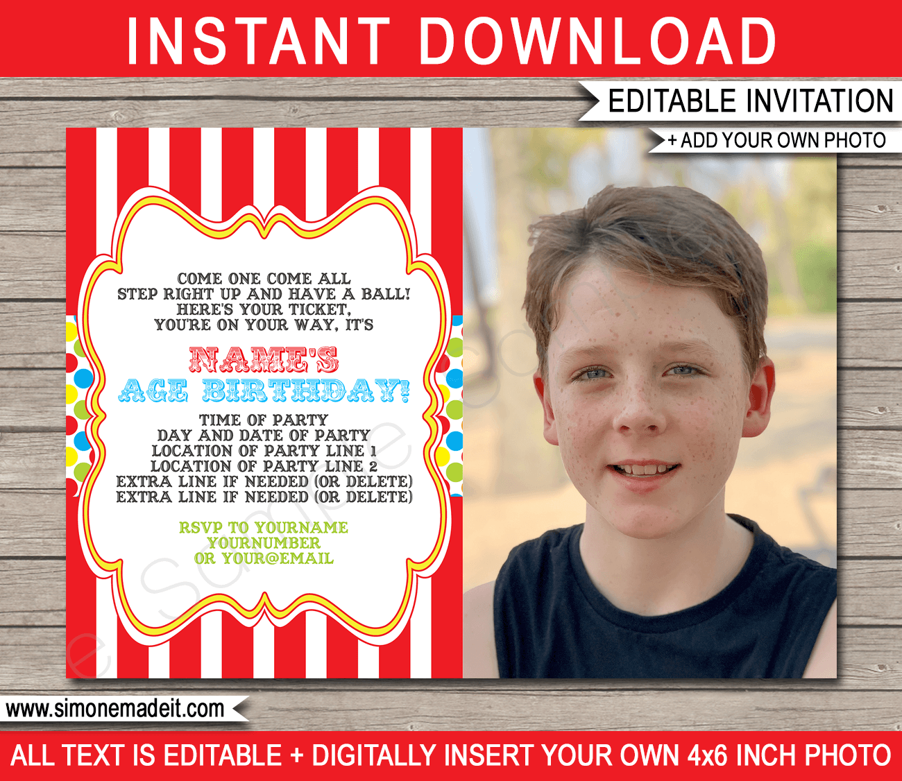Carnival Birthday Invitations Template Collection