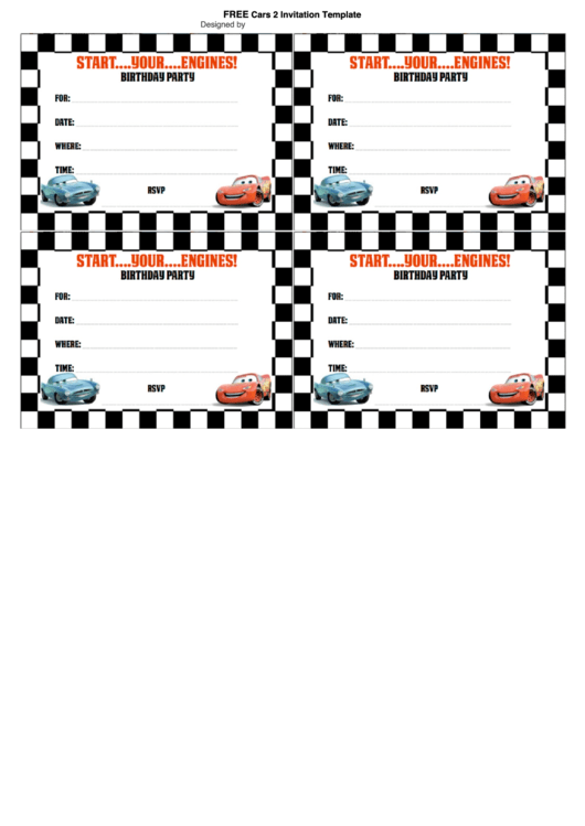 Cars 2 Birthday Party Invitation Template Printable Pdf Download