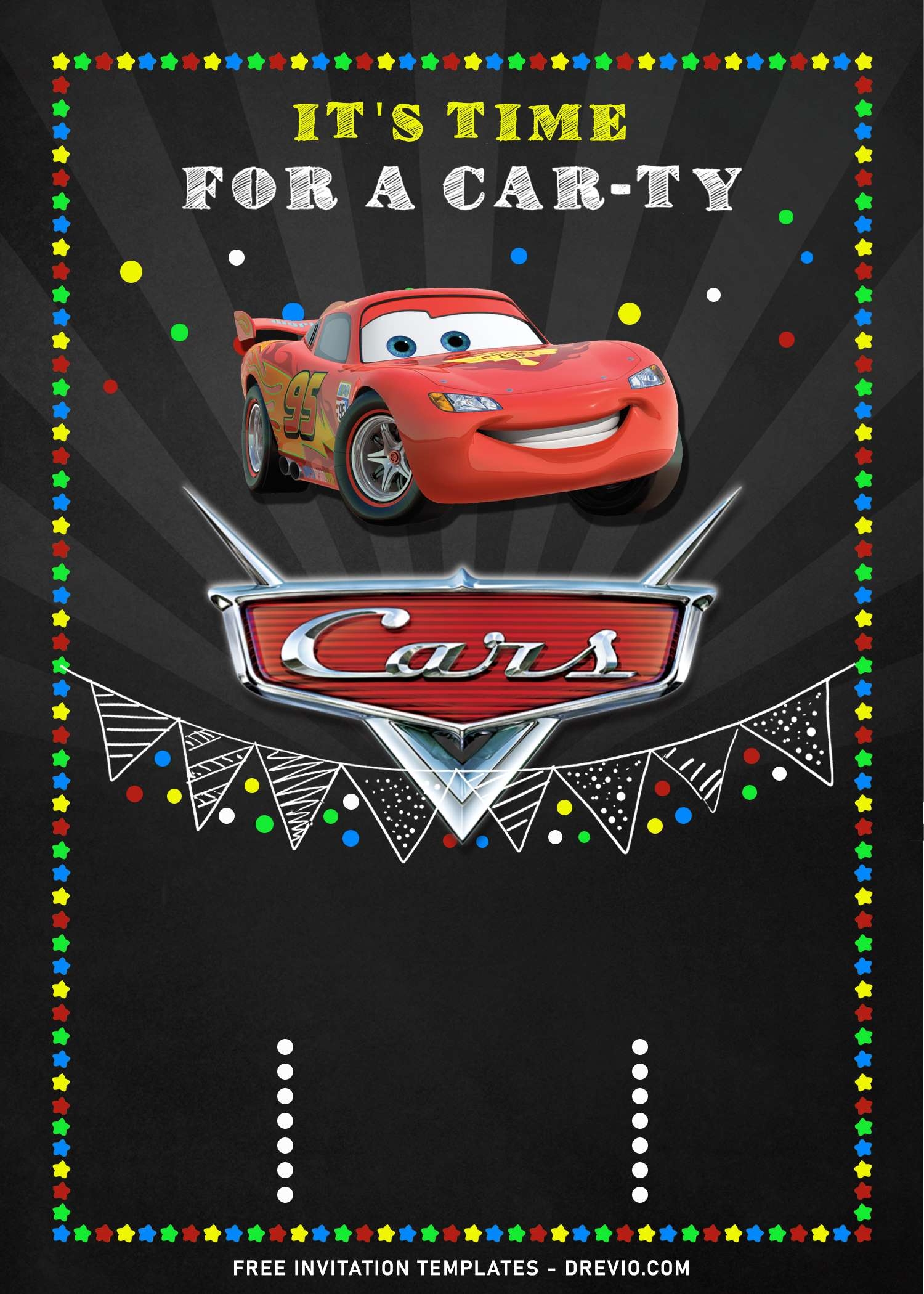 car theme birthday invitation template