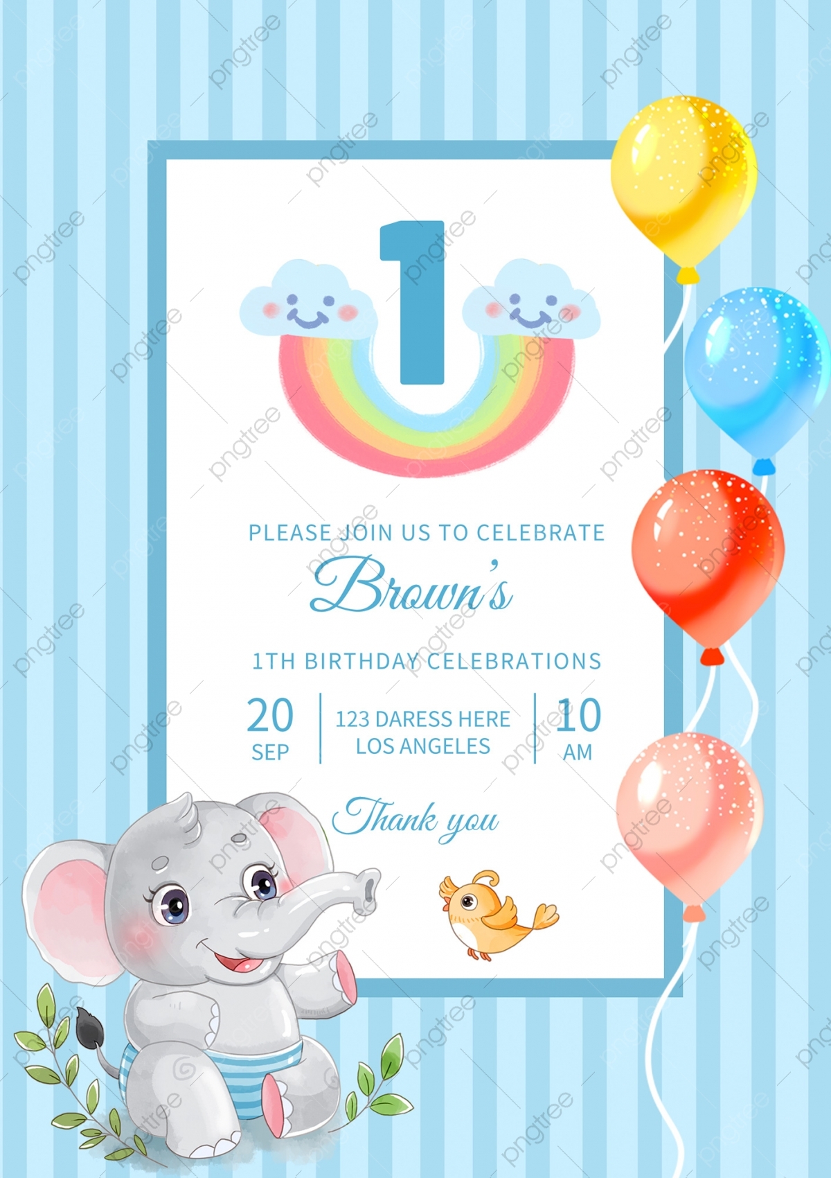 cartoon birthday invitation card template