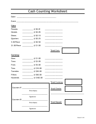 Cash Counting Worksheet Download Printable PDF Templateroller