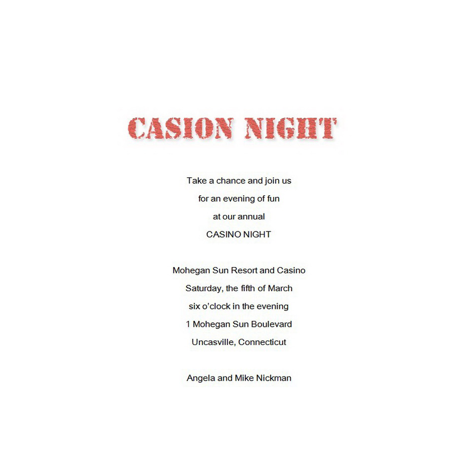 casino night invitation free template