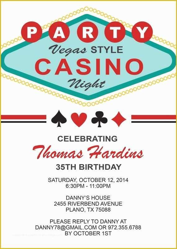 Casino Party Invitations Templates Free Of Las Vegas Casino Birthday 