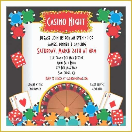 Casino Theme Party Invitations Template Free Of Casino Night Invitation 