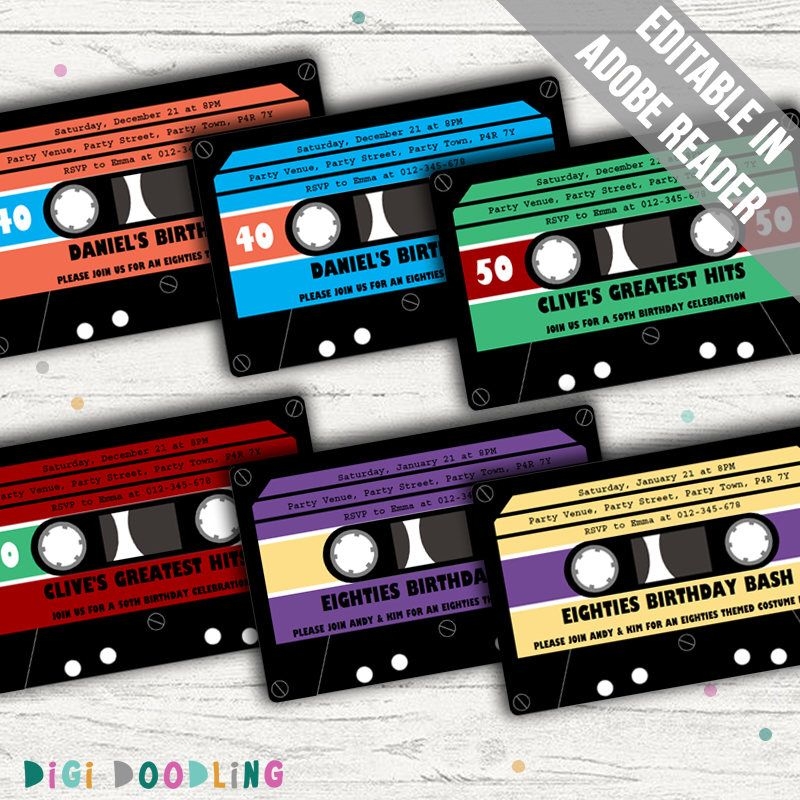 Cassette Tape Invitation Retro Party Invitation 80s Or 90s Party