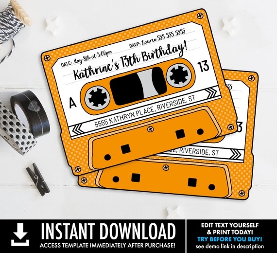 cassette invitation template
