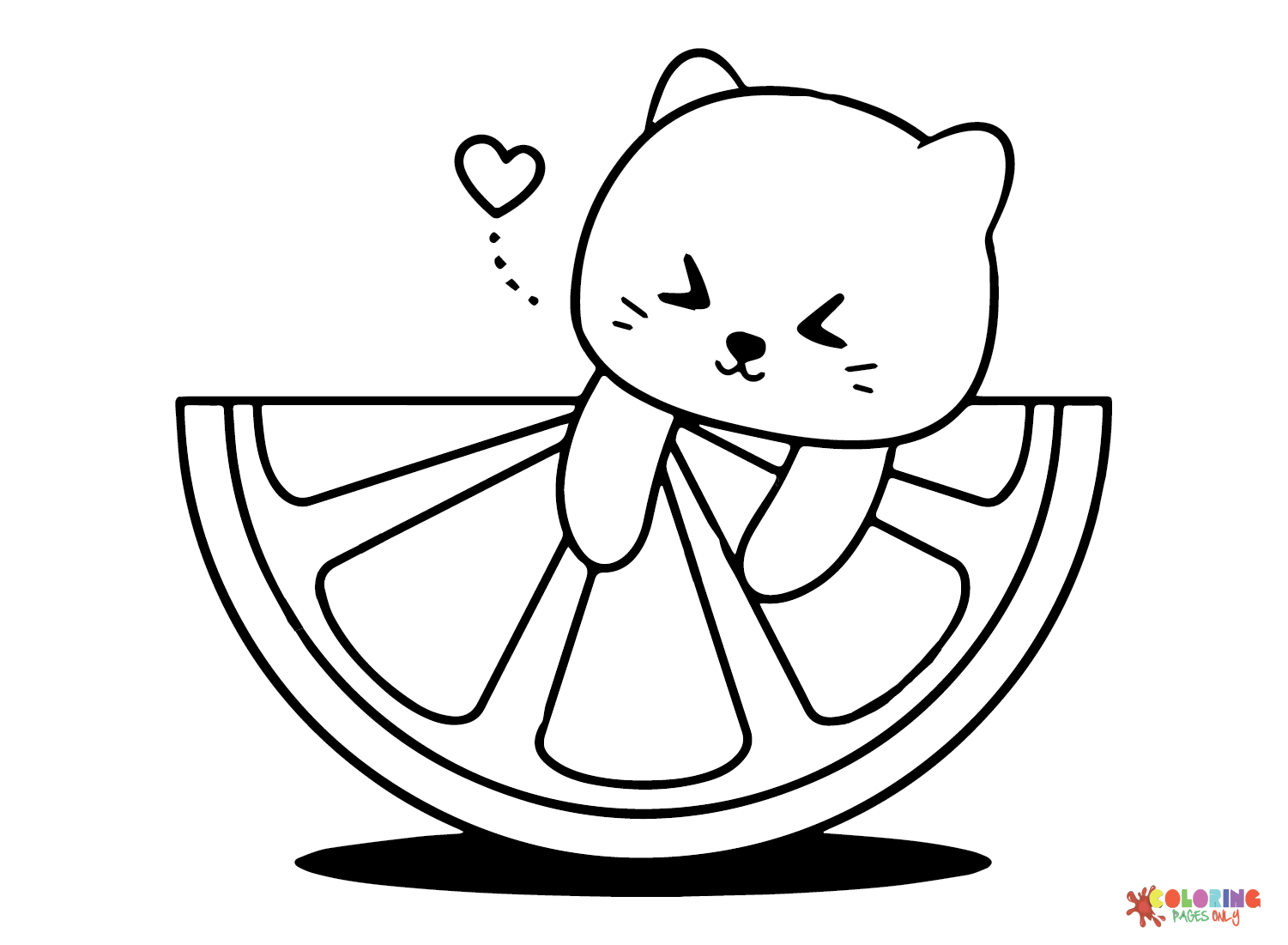 Cat And Orange Coloring Page Free Printable Coloring Pages