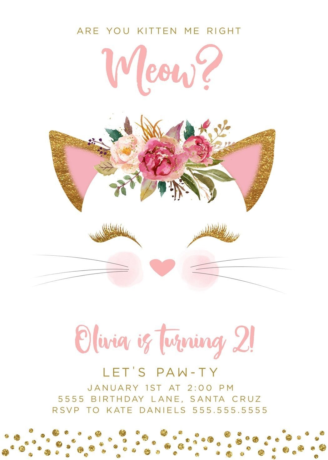 cat birthday invitation templates