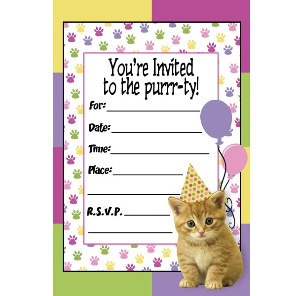 Cat Birthday Party Invitation Template