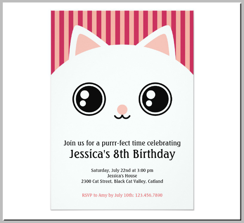 Cat Birthday Party Invitation Template
