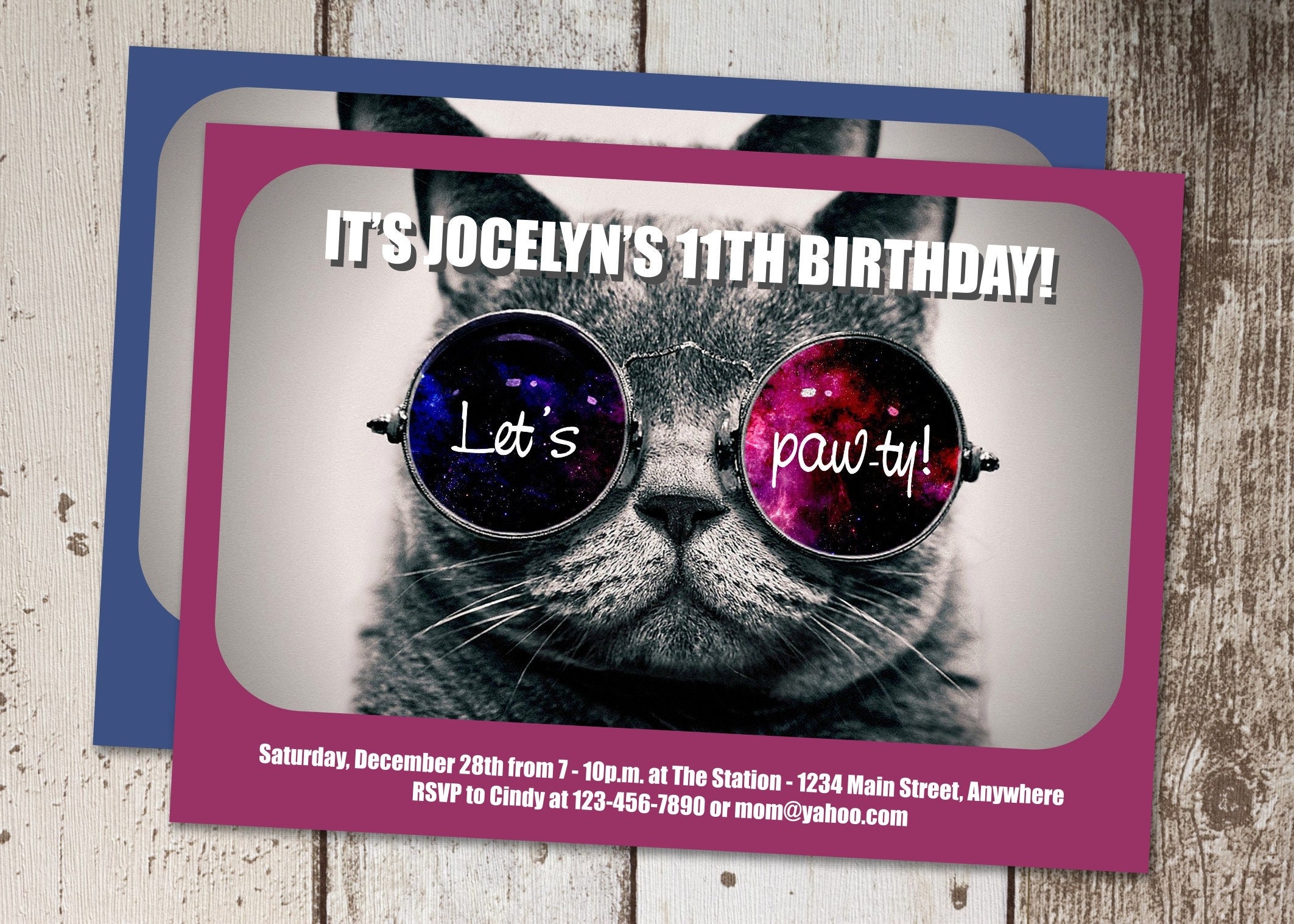 Cat Invitation Template Printable Cool Cat Birthday Party Invite